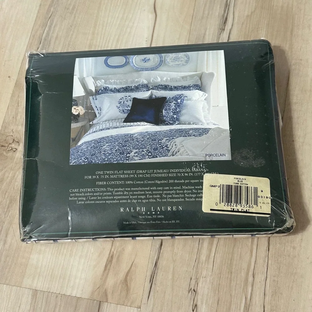 Vintage Ralph Lauren‎ Jonquil Blue Porcelain Twin Flat Sheet New